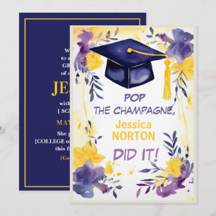 🎓Champagne Blooms Abschlussfeier Einladung