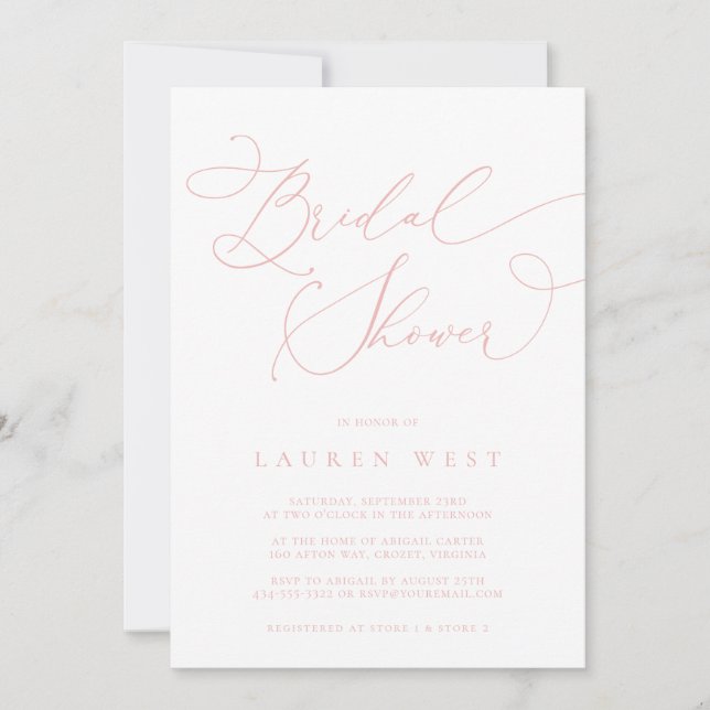 Champagne Blush Moderne Douche nuptiale Invitation (Devant)