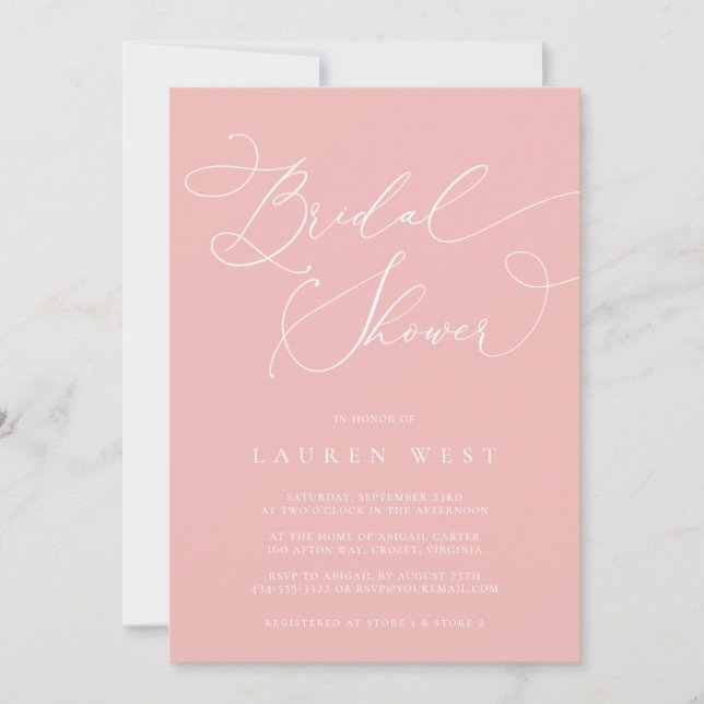Champagne Blush moderne douche nuptiale Invitation (Devant)