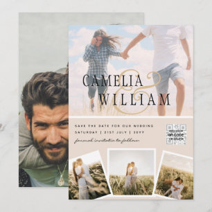 Champagne Blush PHOTO Faire-part de mariage QR Cod