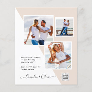 Champagne Blush PHOTO Hochzeits-Einladung QR Code Flyer