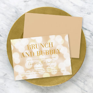 Champagne Bokeh Brunch und Bubbly Brautparty Einladung
