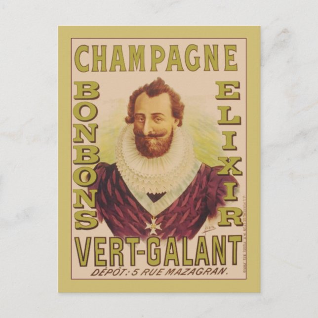 Champagne Bonbons Elixir Postkarte (Vorderseite)
