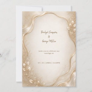 Champagne Botanische metallische Wellenhochzeit Einladung