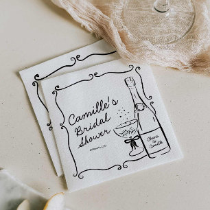 Champagne Brautparty Hand Drawn Serviette