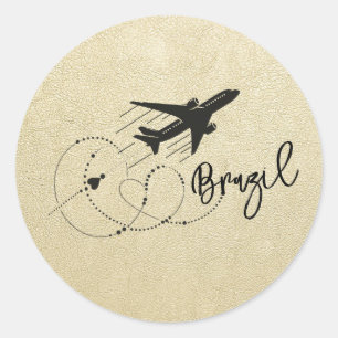 Champagne Brazil Passport Runder Aufkleber