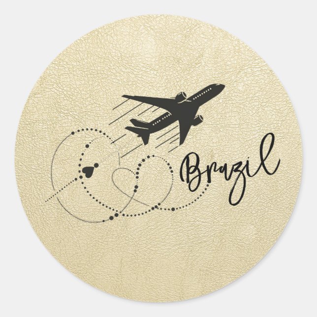Champagne Brazil Passport Runder Aufkleber (Vorderseite)
