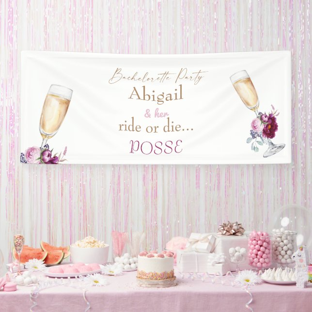 Champagne Bride Ride oder Die Posse Bachelorette Banner (Party)