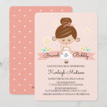 Champagne Brunch Bridal Dusche Einladung Brünett