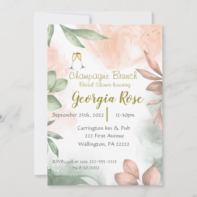 Champagne brunch bridal shower invitation einladung (Vorderseite)
