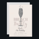 Champagne Brunch & Bubbly Silber Glitzer Geburtsta Einladung<br><div class="desc">Anpassen für jedes Ereignis.</div>