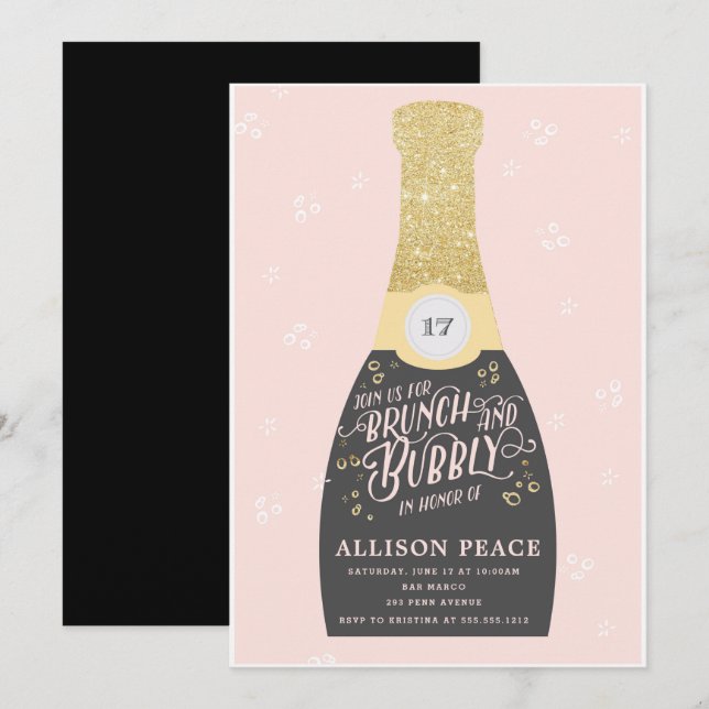 Champagne Brunch et Bubbly Showboat Invitation (Devant / Derrière)