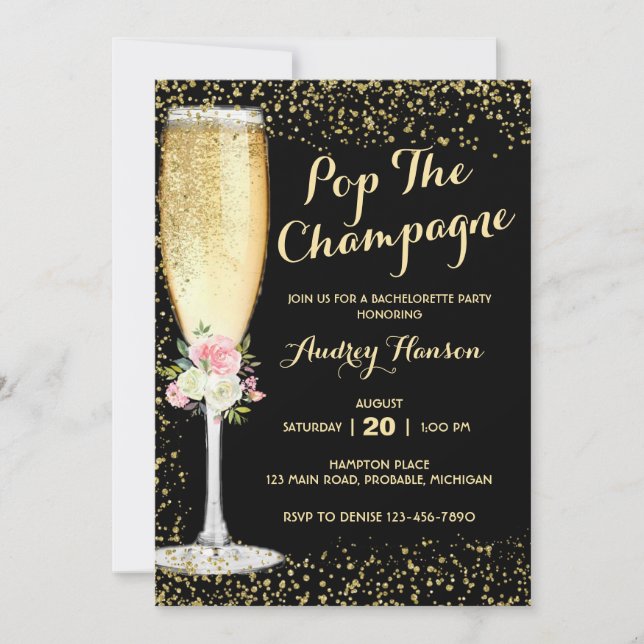 Champagne Brunch Junggeselinnen-Abschied Einladung (Vorderseite)