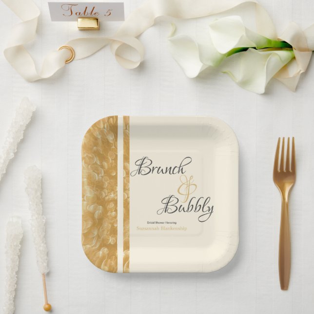 Champagne Bubbles Brunch Bubbly Brautparty Pappteller (Hochzeit)