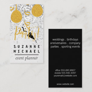 Champagne Bubbles Confetti Party   Gold-Party Visitenkarte