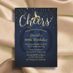 Champagne Cheers Navy Blue 60. Geburtstagsparty Einladung<br><div class="desc">Champagne Cheers Navy Blue 60. Geburtstag Party Einladungen.</div>