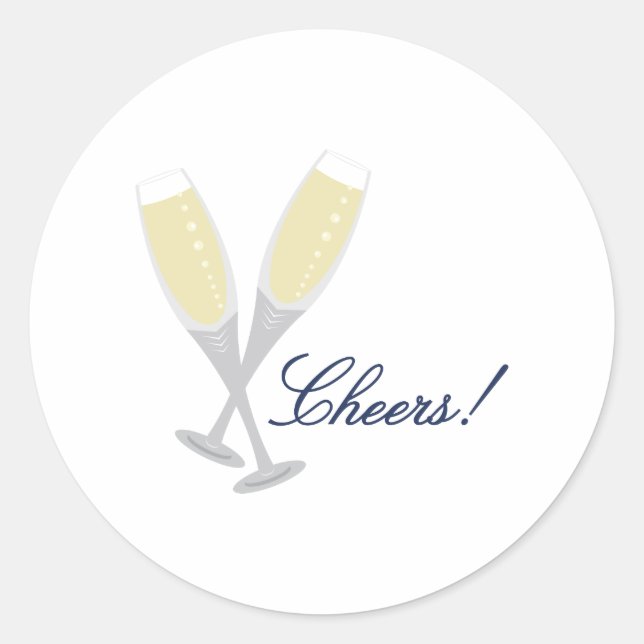 Champagne Cheers Runder Aufkleber (Vorderseite)