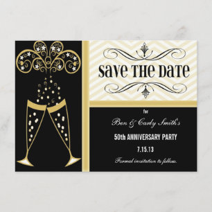 Champagne & Chevron Enregistrer la date Invitation