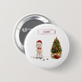Champagne Cockapoo Funny Christmas Dog mit Tree Button