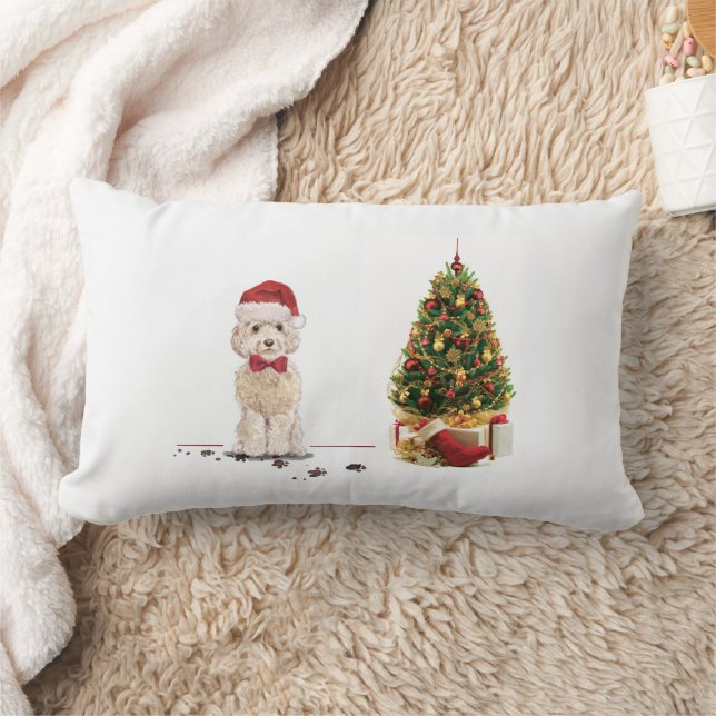Champagne Cockapoo Funny Christmas Dog mit Tree Lendenkissen (Decke)