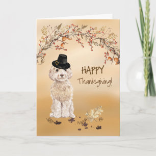 Champagne Cockapoo Funny Pilgrim Hat Erntedank Karte