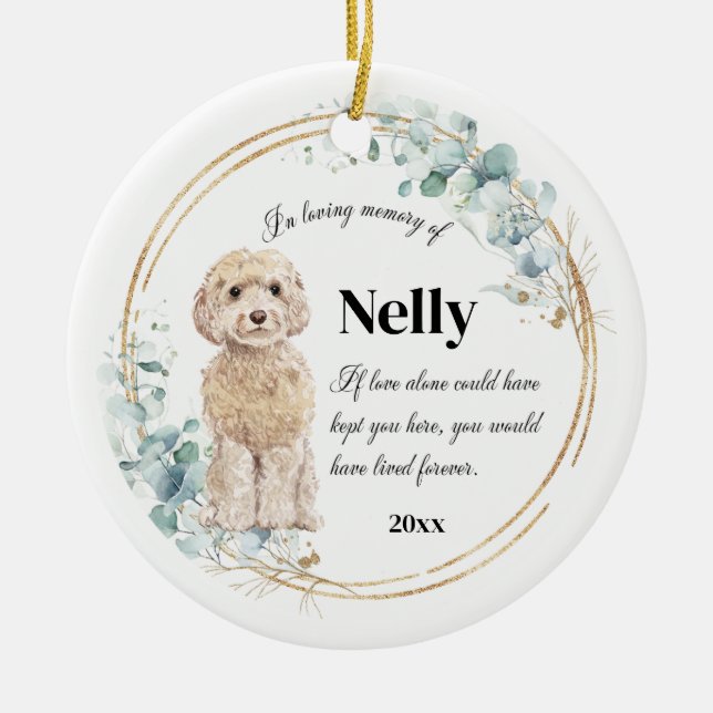 Champagne Cockapoo In Loving Memory Pet Memorial Keramik Ornament (Vorne)