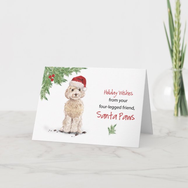 Champagne Cockapoo Weihnachten Von Hund in der Son Karte (Vorderseite)