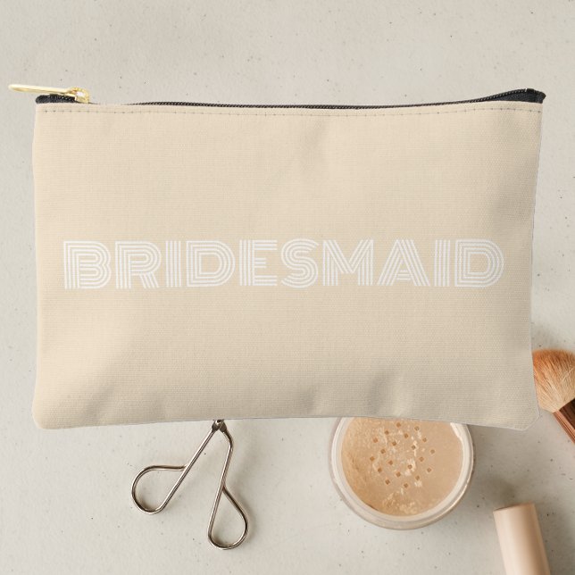 Champagne Color Moderne Typografie Bridesmaid Zubehörtasche (In Situ Makeup)