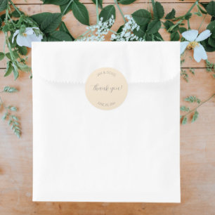 Champagne Color Stylized Wedding Vielen Dank Runder Aufkleber