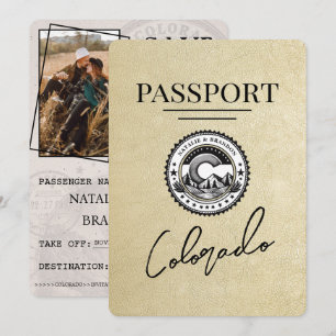 Champagne Colorado Passport Save the Date