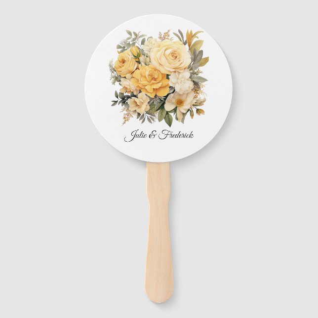 Champagne Colored Floral Wedding Fächer (Vorderseite)