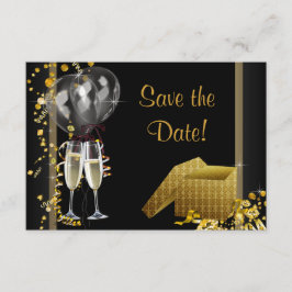 Champagne Confetti Black Save the Date