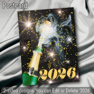 Champagne Confetti Happy Neujahr Cheers Modern Feiertagspostkarte