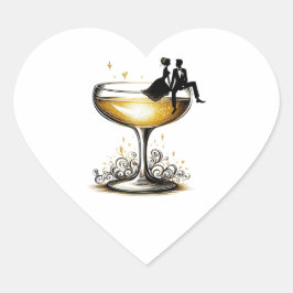 Champagne Couple Herz-Aufkleber