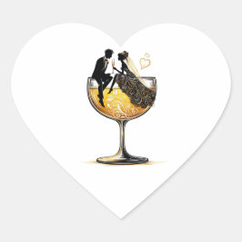 Champagne Couple Herz-Aufkleber