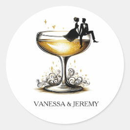 Champagne Couple Runder Aufkleber