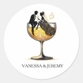 Champagne Couple Runder Aufkleber