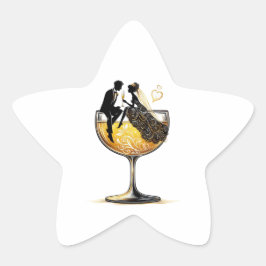 Champagne Couple Stern-Aufkleber