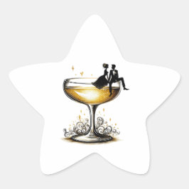 Champagne Couple Stern-Aufkleber