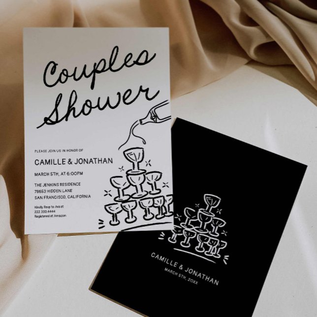 Champagne Couples Douche Invitation (Champagne Couples Shower Invitation)