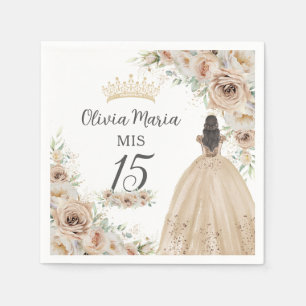 Champagne Cream Beige Floral Prinzessin Quinceañer Serviette