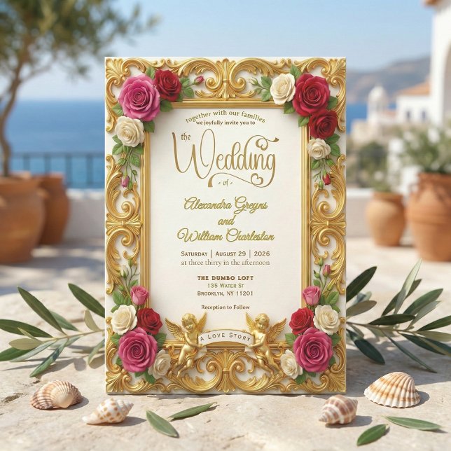 Champagne Cream & Blush Pink Faux Foil Wedding Einladung (Von Creator hochgeladen)