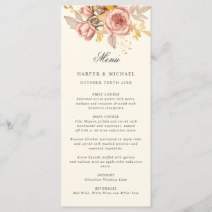 Champagne d'aquarelle rose monogramme mariage menu