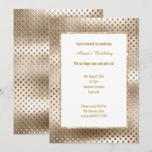 CHAMPAGNE DISCO DENT INVITATION EINLADUNG (Vorne/Hinten)