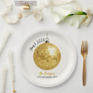 Champagne Disco-Kugel 2026 Silvester Pappteller