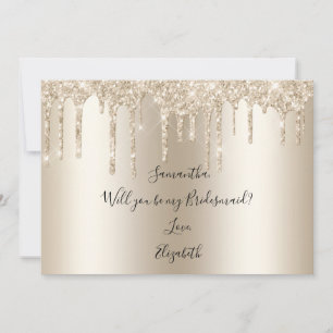 Champagne-Drip-Glitter-Wirst-du-meine-Brautjungfer Einladung