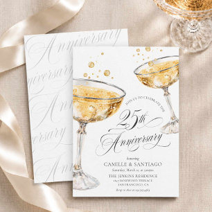 Champagne-Einladung zum 25. Hochzeitstag Einladung