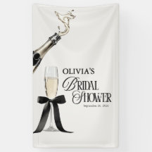 Champagne élégant, bannière de mariage noir et bla
