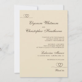 Champagne Elegant Chic Calligraphy Wedding Einladung