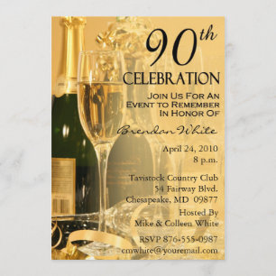 Champagne-Feier-90. Geburtstags-Einladungen Einladung